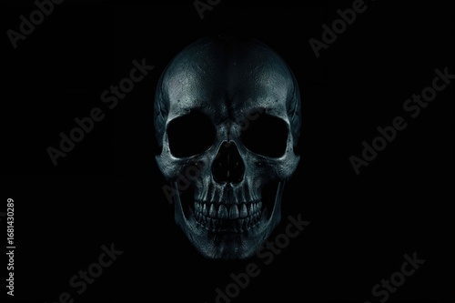 Photo of a Skull on a Black Background