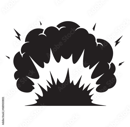 Vector illustration of a black and white explosion with dynamic outward energy