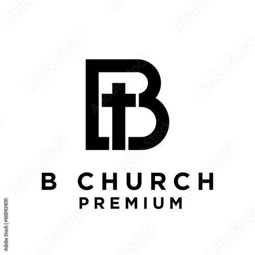 B Church Premium Logo with Integrated Christian Cross Design
