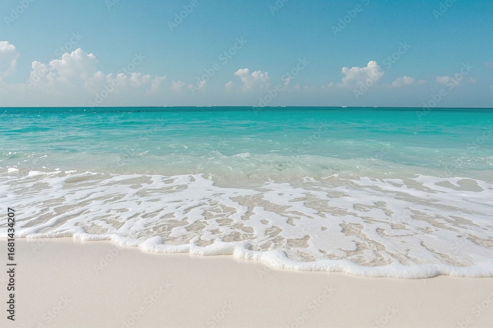 Fototapeta premium Ocean wave rolling onto pale beach sand