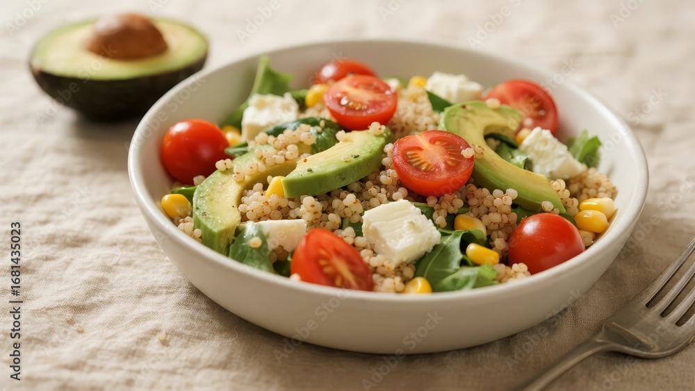 Quinoa Salad, applicable in healthy diet promotion, culinary creation and food - related activities. Quinoa Salad, applicable in healthy diet promotion, culinary creation and food - related activities.