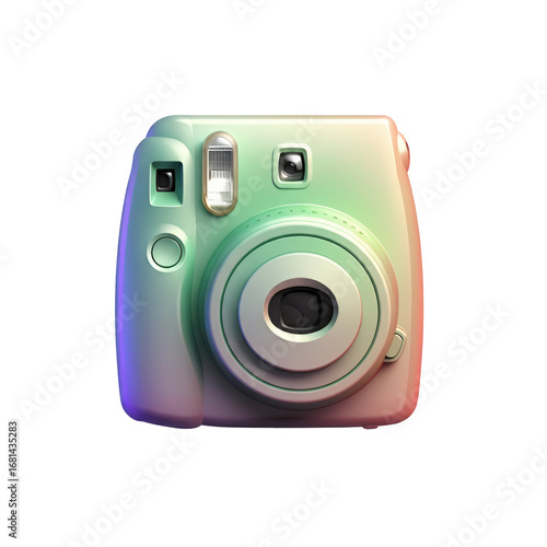Pastel Rainbow Instant Camera on Transparent Background Perfect for Creative Photo and Photography Projects Capturing Memories with a Fun and Stylish Design