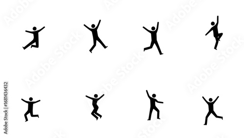 A set of dynamic figure silhouettes capturing the essence of active human movement. Each silhouette depicts a unique action pose, set against a clean canvas. vector illustration