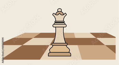 Queen Standing on Chessboard