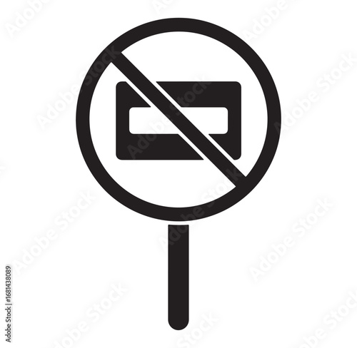 Black and white no entry sign against a solid white background illustrating restriction
