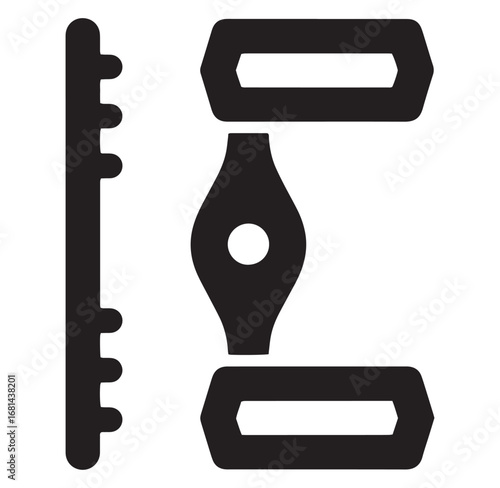 Black and white vector illustration of a classic straight edge razor with a key element