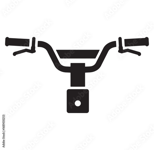 Black and white vector illustration of bicycle or motorcycle handlebars for graphic design