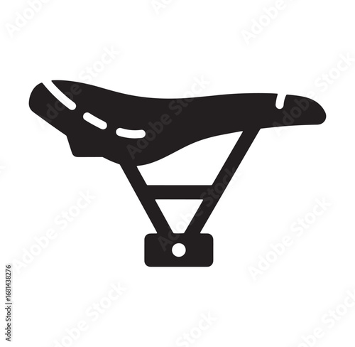 Black bicycle saddle icon representing cycling comfort and recreational outdoor activities