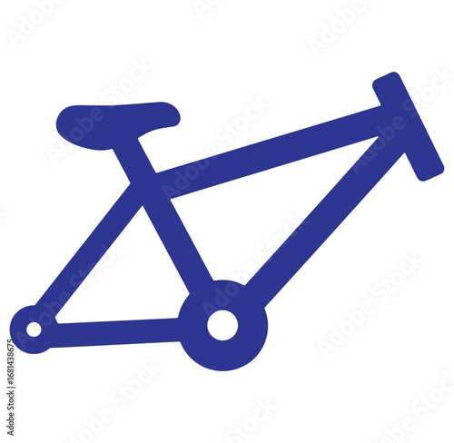 Blue bike frame silhouette vector illustration depicting bicycle parts and transportation