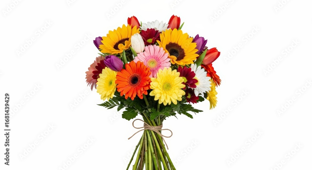 Obraz premium Flower bouquet – bouquet of colorful flowers perfect for celebrations, gifts, and seasonal designs isolated on white background