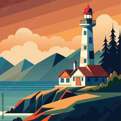 flat vector lighthouse  flat vector (1).eps
