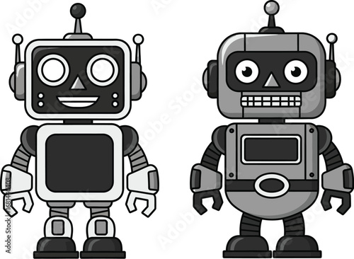 Cartoon robot vector illustration ai technology and robotics vector