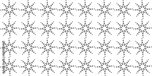 Monochrome geometric pattern of repeating eight-pointed stars formed by delicate gray dots.