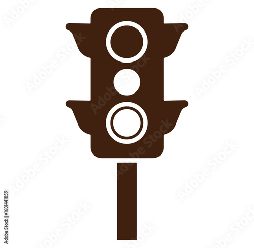 Simple brown traffic light vector illustration against a clean white background signaling information.