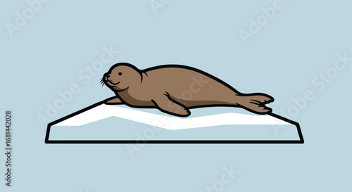 Seal Relaxing on Iceberg in Arctic