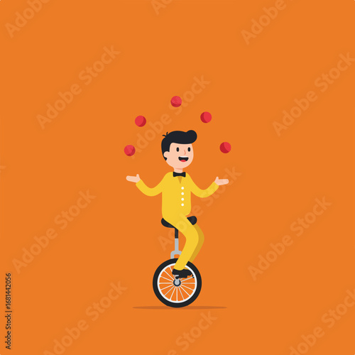 Clown Juggling On Unicycle, Studio