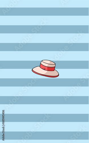 The line of blue color and beach hat on thet