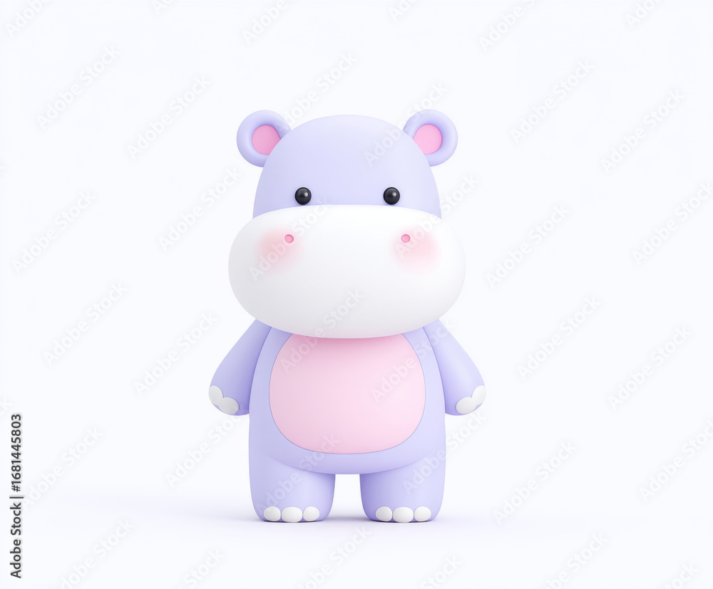 Naklejka premium A purple cartoon hippopotamus