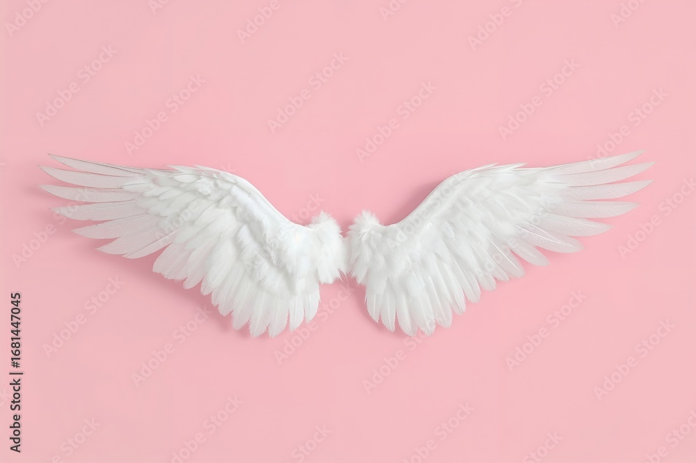 Fototapeta premium Birds with white feathers against a pink backdrop