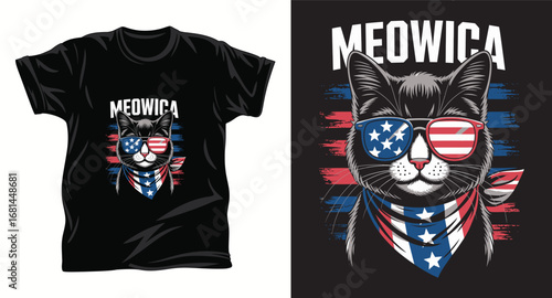 Cat graphic vector T shirt design print.