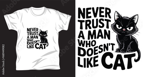 Cat graphic vector T shirt design print.