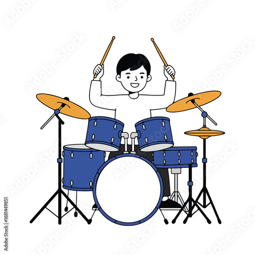 Man Plays Drums on Stage