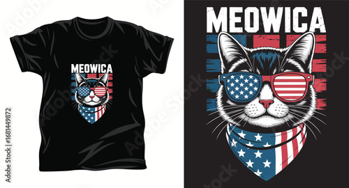 Cat graphic vector T shirt design print.