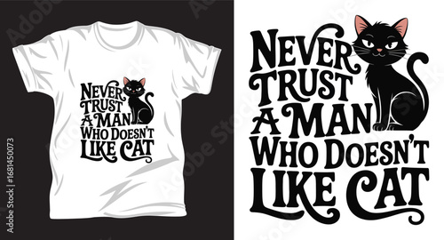 Cat graphic vector T shirt design print.