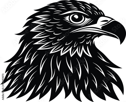 Black silhouette of a majestic falcon with wings spread wide
