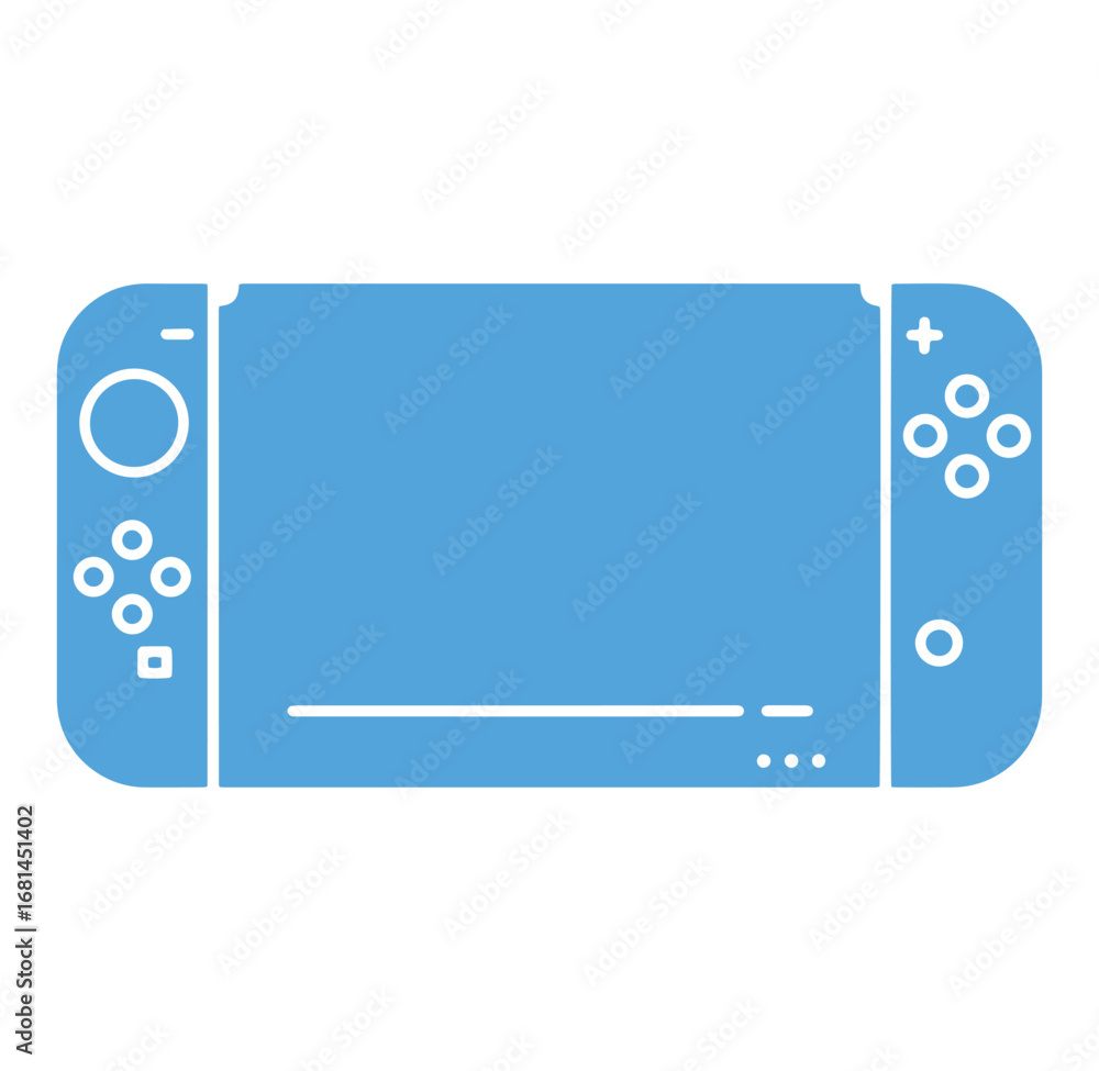 Fototapeta premium Simplified vector illustration of a portable gaming console in a light blue color scheme