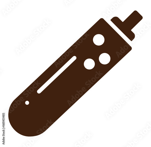 Stylized brown vape pen icon illustrating vaping technology and nicotine usage in vector format