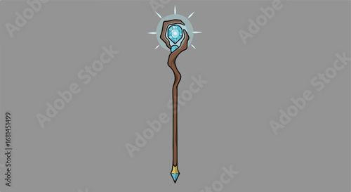 Illustrative Magic Staff Displayed on Neutral Background