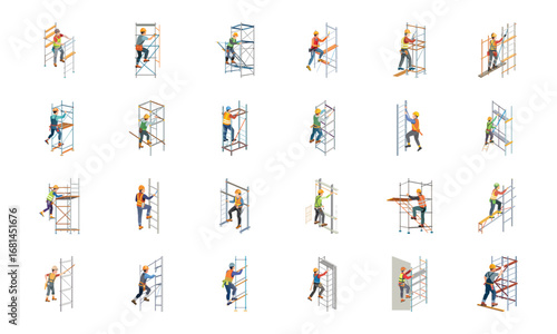 Construction and Building Icons Set – Architecture Tools, Engineering Equipment, Construction Site, Crane, Safety Helmet, Concrete Mixer, Bulldozer, Power Drill, Saw, Hammer, Ruler, Paint Roller, Wood