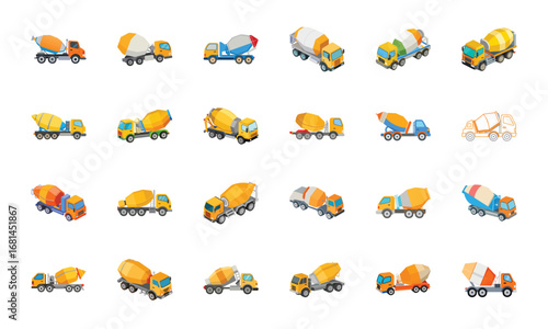 Construction and Building Icons Set – Architecture Tools, Engineering Equipment, Construction Site, Crane, Safety Helmet, Concrete Mixer, Bulldozer, Power Drill, Saw, Hammer, Ruler, Paint Roller, Wood
