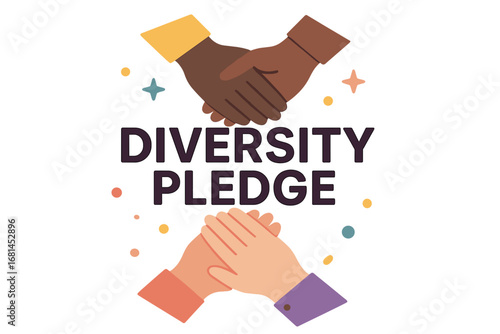 Diverse hands joining together for a diversity pledge illustration