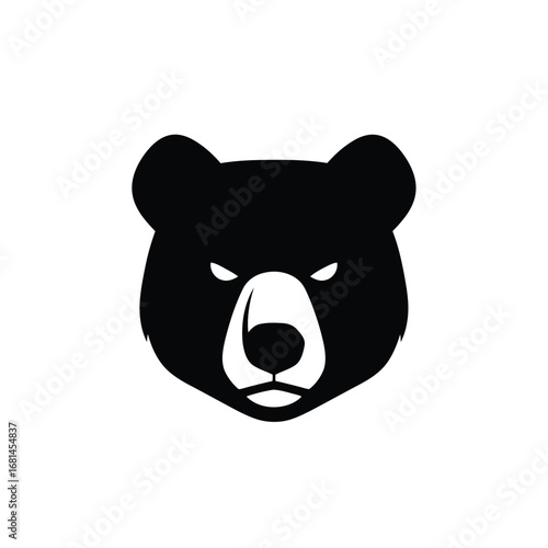 Vector illustration of illustration of a bear head in black and white