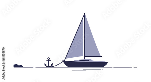 Anchored Sailboat Resting near Shore