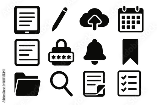 Icon checklist flip search icons vector digital bookmark journal task cloud notebook