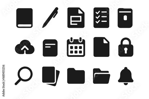 Minimal journal bookmark compact interface animation digital search vector pages cloud bell