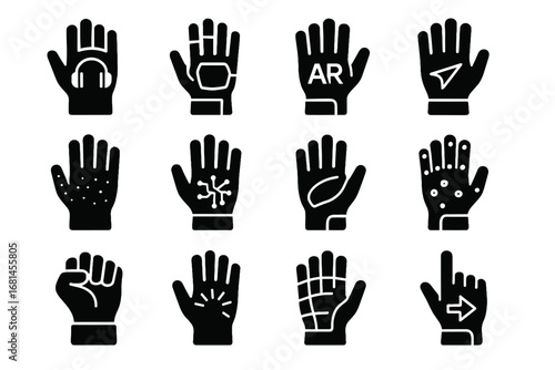 Icon immersive gaming capture vector combat interactive play glove icons virtual