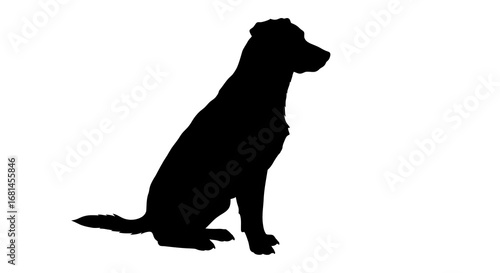 Silhouette of a Seated Dog Looking Right.