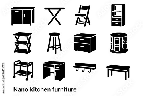Rack compact icon vector chair kitchen island nano stackable cabinet retractable