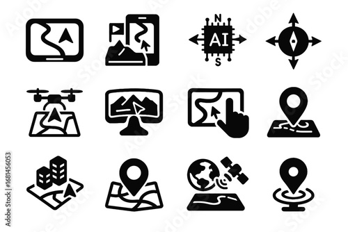 Digital tool smart immersive vector icon display navigator model map icons navigation