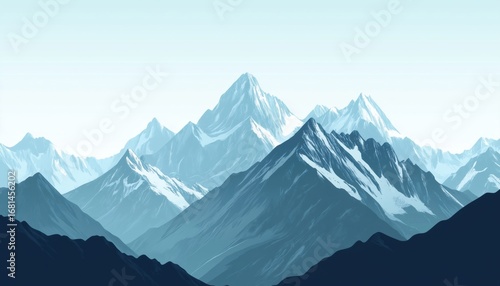 Wallpaper Mural Explore The Majestic Beauty Of A Mountain Range: A Stunning Artistic Depiction Of Adventure, Winter Sports, Hiking, And Tourism. Torontodigital.ca