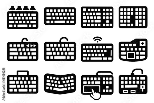 Ergonomic icon pad vector keys icons gaming touchpad backlight connectivity keyboard numeric