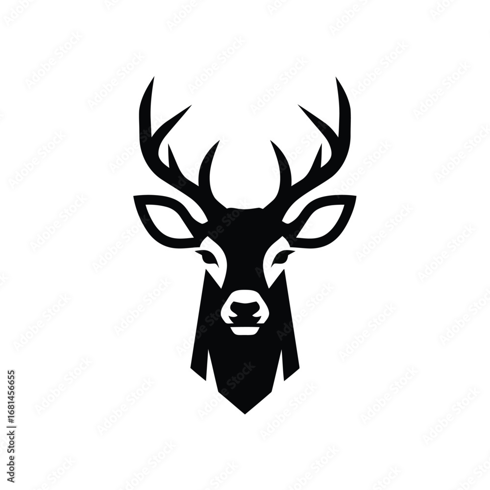 Naklejka premium Vector illustration of elegant deer head with antlers
