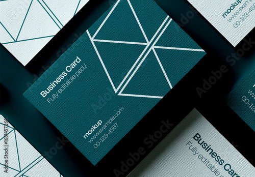 Mosaic of Business Card Mockup with Textured Paper