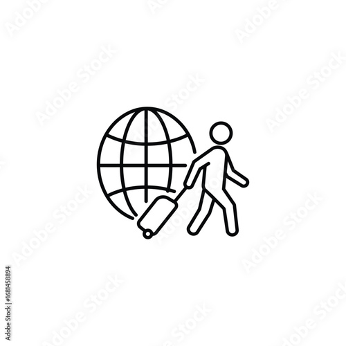 Traveler With Suitcase And Globe