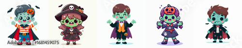 vector of a children wearing a halloween zombie costume