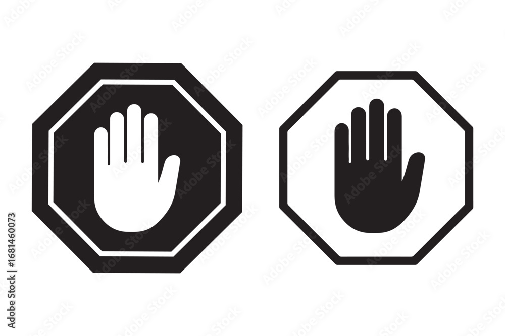 Obraz premium Red stop sign with hand icon